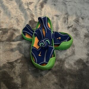 Nike Green and Blue Sandals with Breathable Design